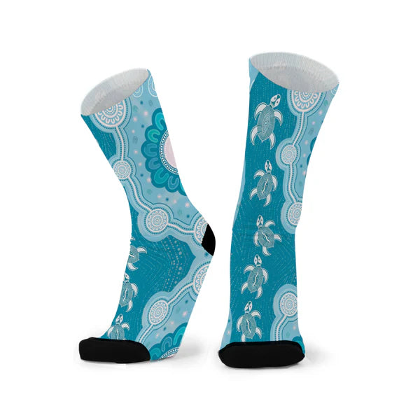 Swimming Turtle Family Socks