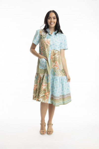 20007 Orientique Midi Patch Dress | Algarve
