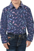 P3W5102708 Girls Harlene L/S Shirt | Navy / Multi