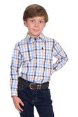 T5S3140051 Boy’s Jesse Check 2-Pocket Long Sleeve Shirt | Navy / Tan