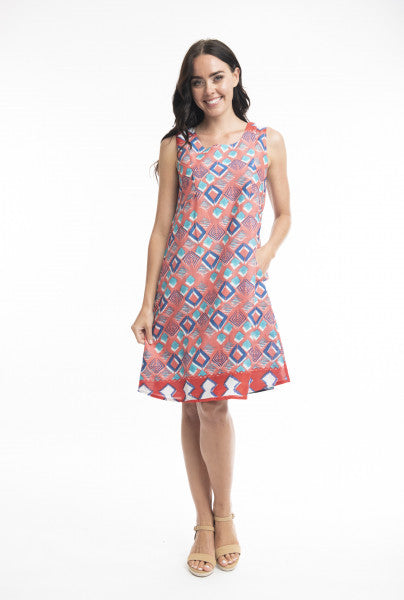 41020 Zio Red Dress Reversible Sleeveless
