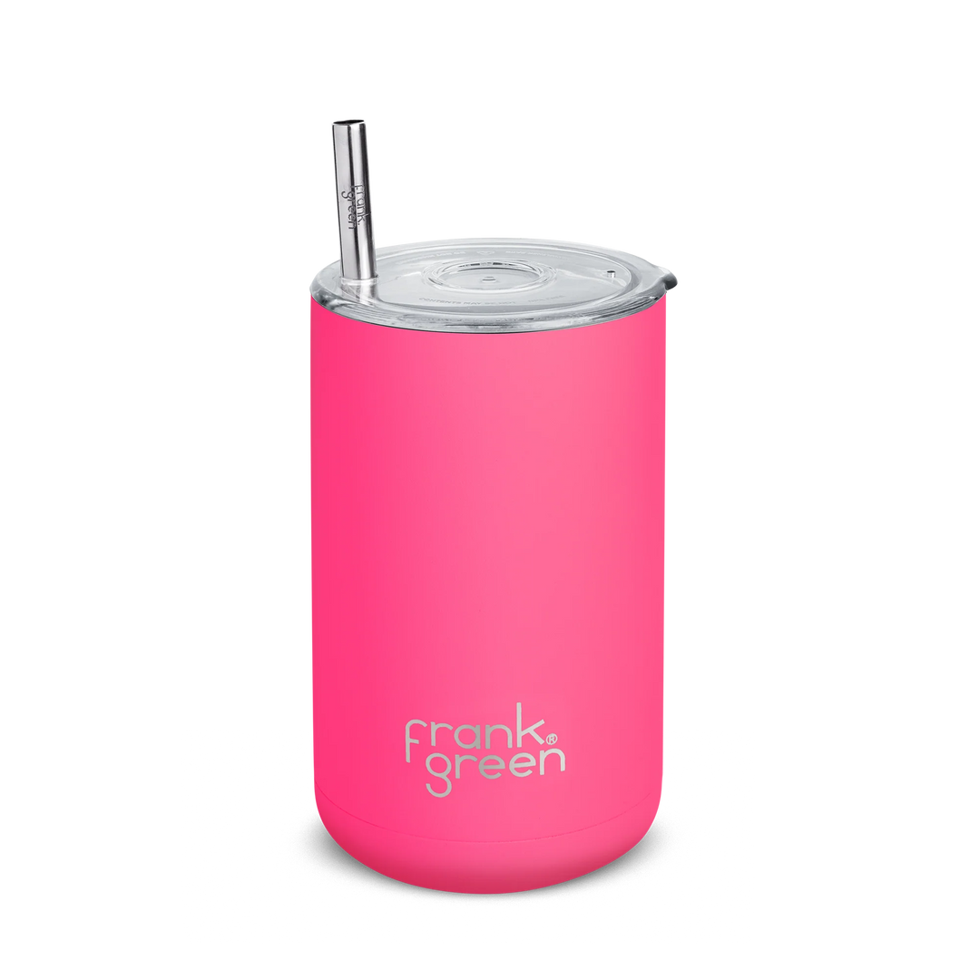 BO8805C21 Iced Coffee Cup with Pink Neon Straw | Neon Pink