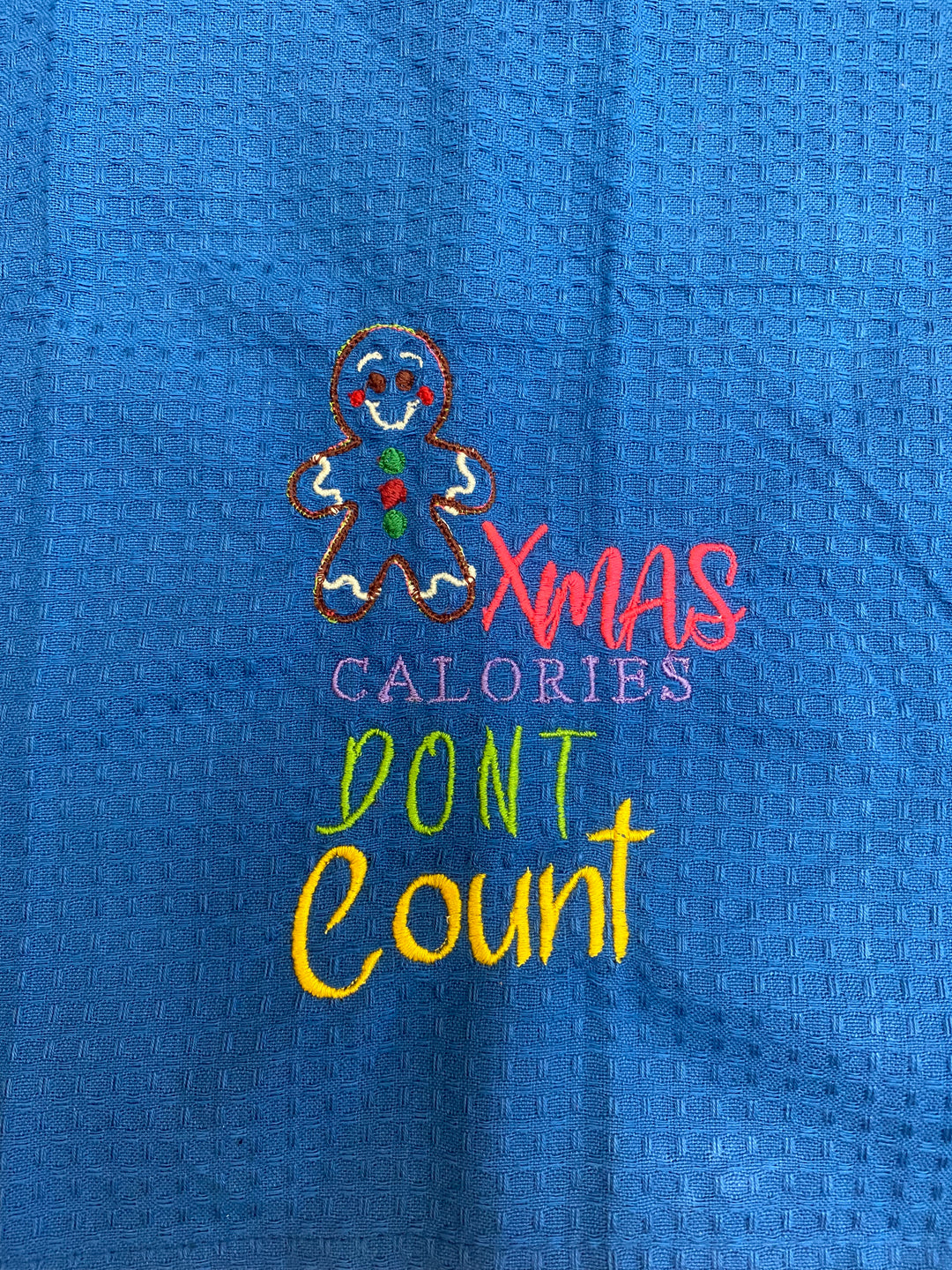1431639 Xmas Calories Tea Towel | Blue