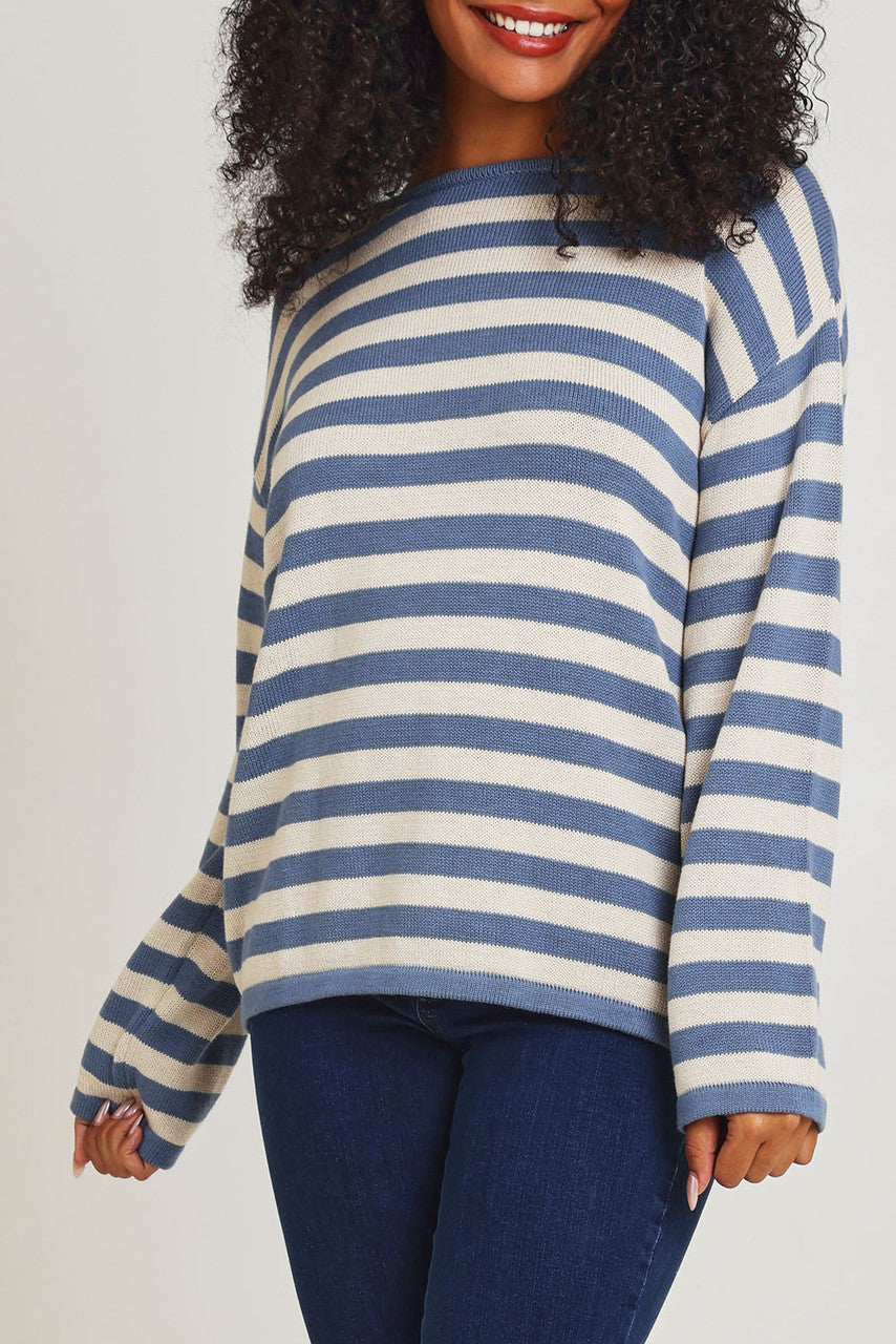 1301 Knit Top Round Neck | Denim / Natural
