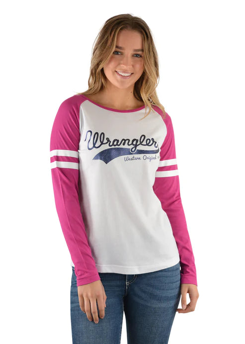 X2W2598787 Wmns Emin L/S Raglan Tee | White/Berry