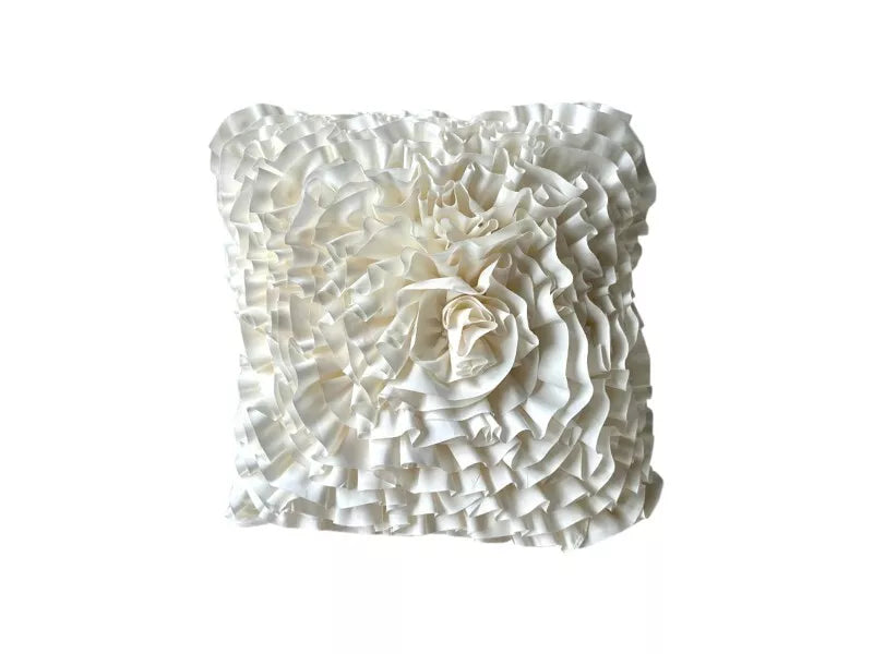 CUSHRUFF Ruffle Flower Cushion | Cream