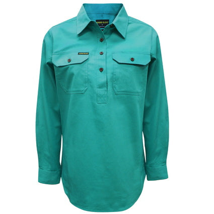 HCP2101002 Wmns Half Placket Light Cotton Shirt | Turquoise