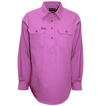 HCP2101002 Wmns Half placket Light Cotton Shirt | Violet