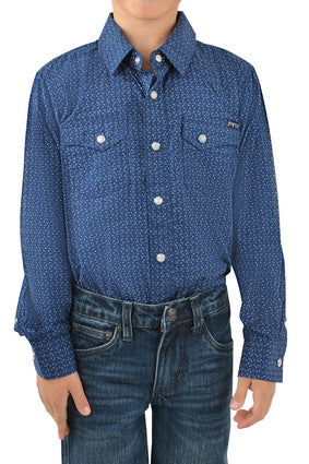 P3W3100673 Duke Print Western L/S Shirt | Navy