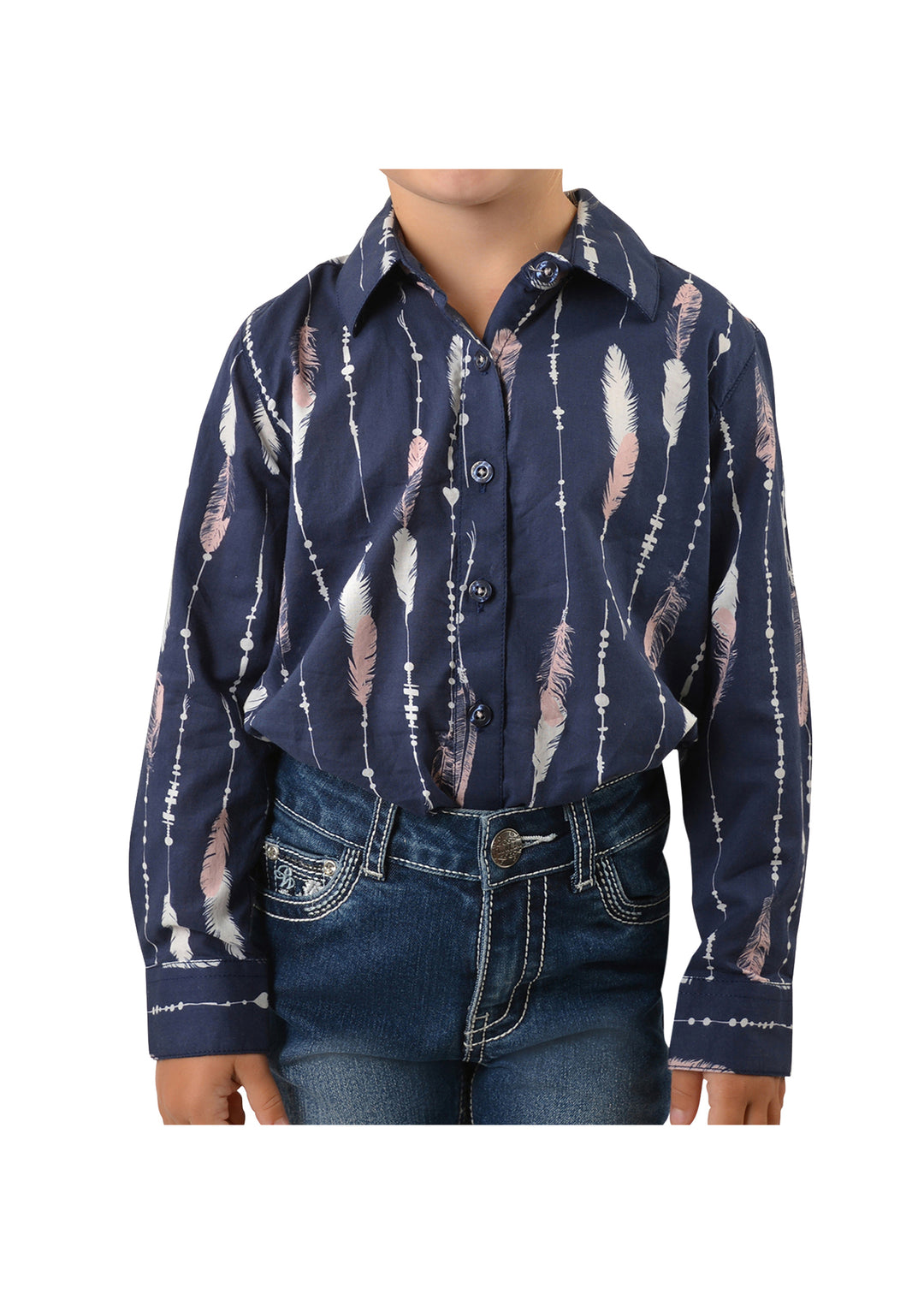 P2S5102629 Girls Aleen Print L/S Shirt | Navy/Multi