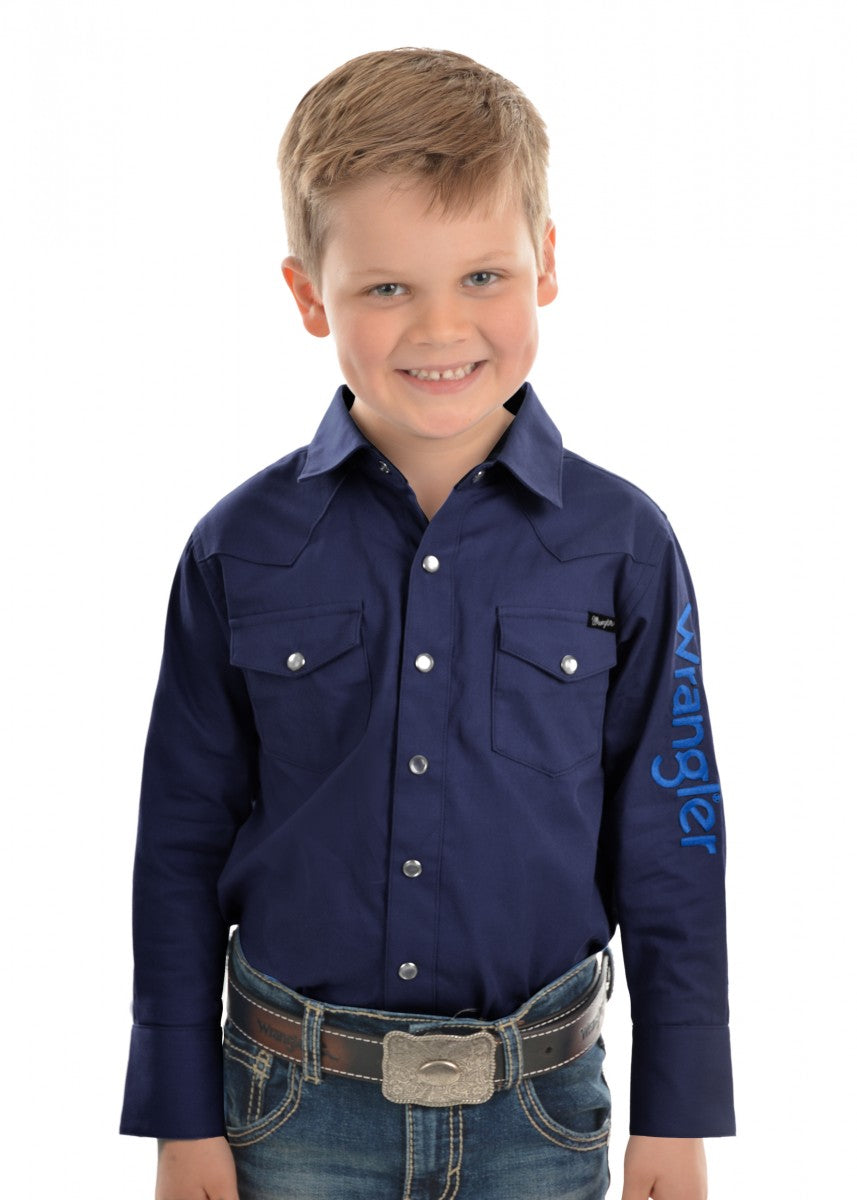 XCP3111020 Boys Logo L/S Drill Shirt | Navy