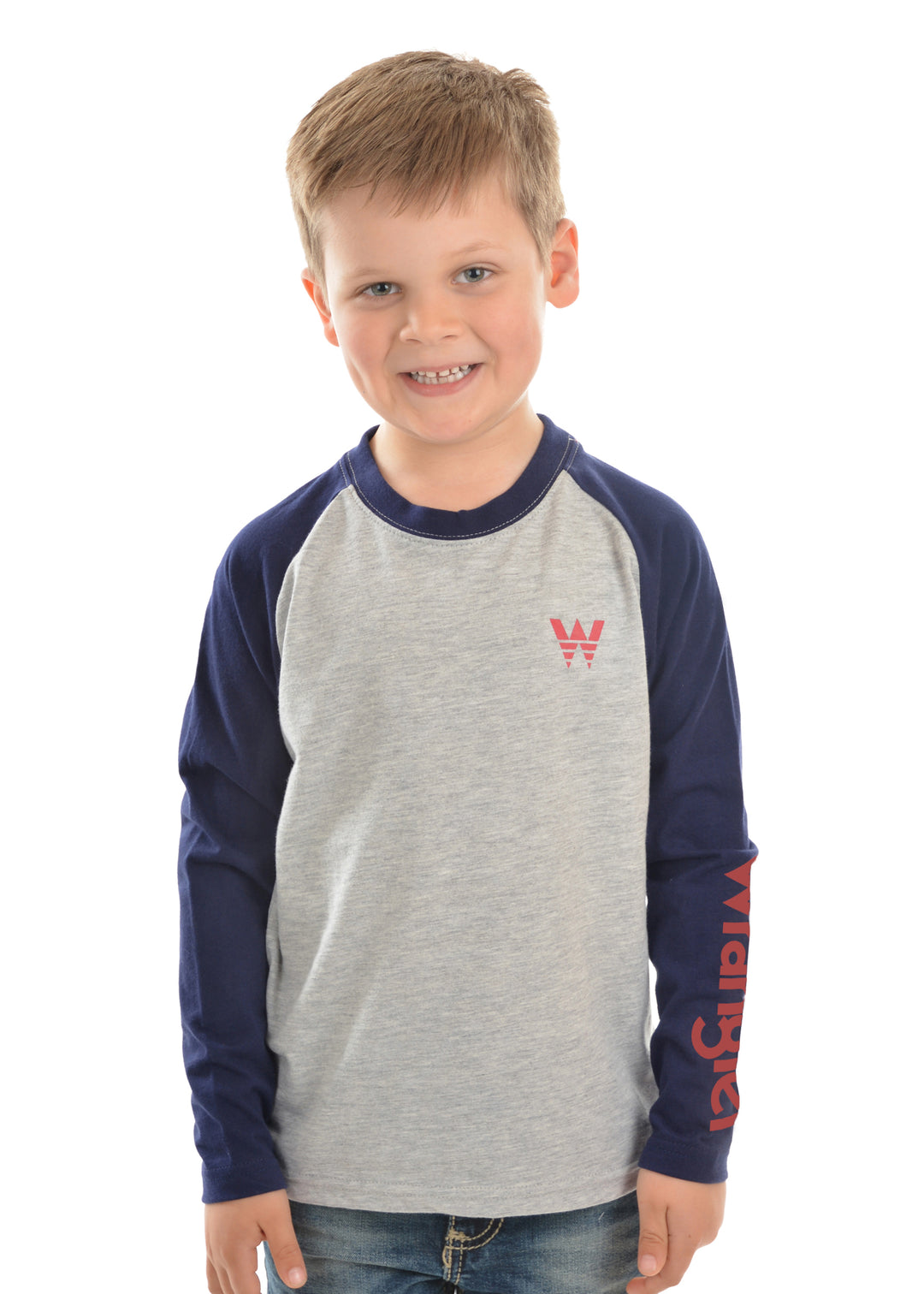 XCP3570501 Boys Sleeve Logo Raglan L/S Tee | Grey Marle