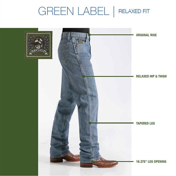 CINCH JEANS MB90530002 Mens Relaxed Fit Green Label Green Label Jean | Light Stonewash | 36 Leg