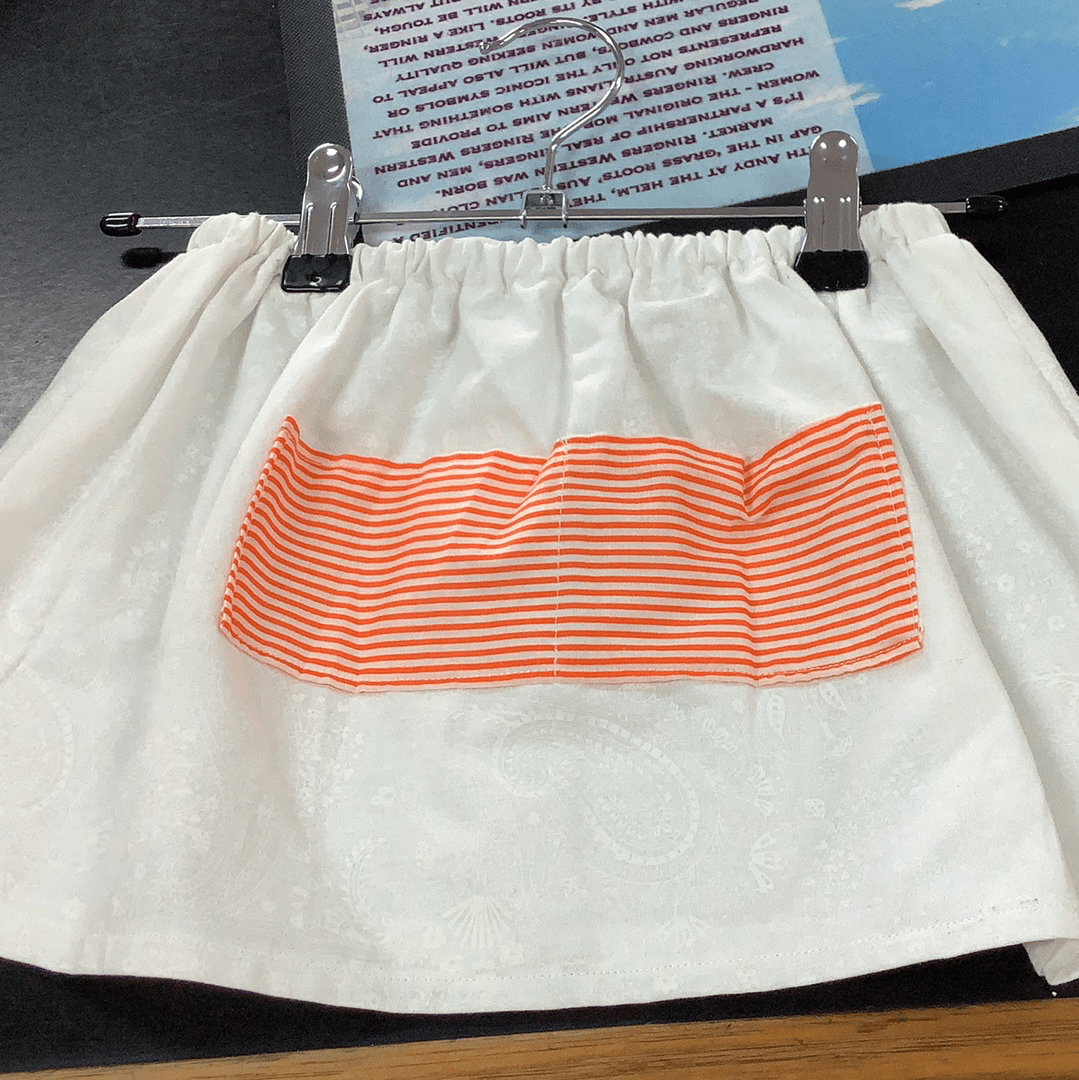 Hidden Valley Clothing BABY BOTTOMS HVC Handmade Skirt with Pocket | White Paisley