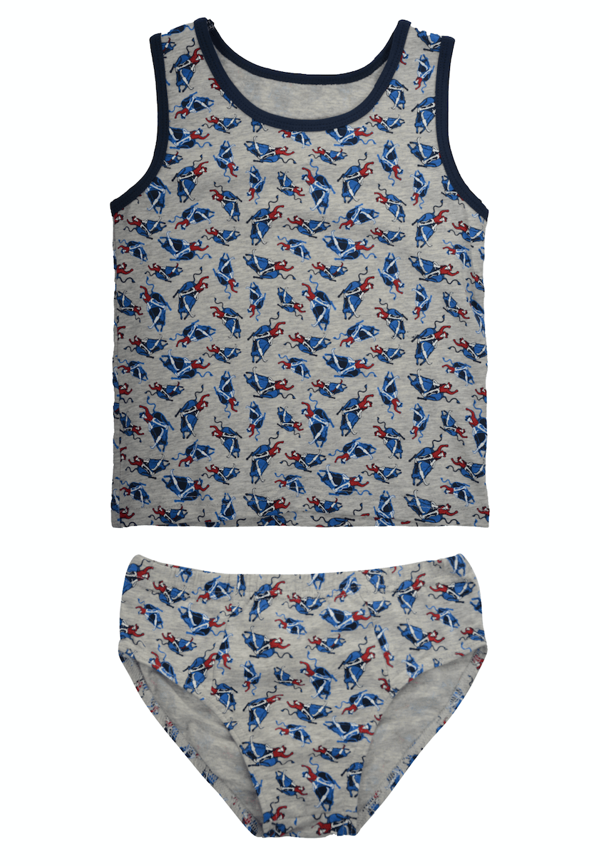 THOMAS COOK BOOTS AND CLOTHING UNDERWEAR T1S3902095 Boys Tough Bull Singlet and Underwear | Grey Marle