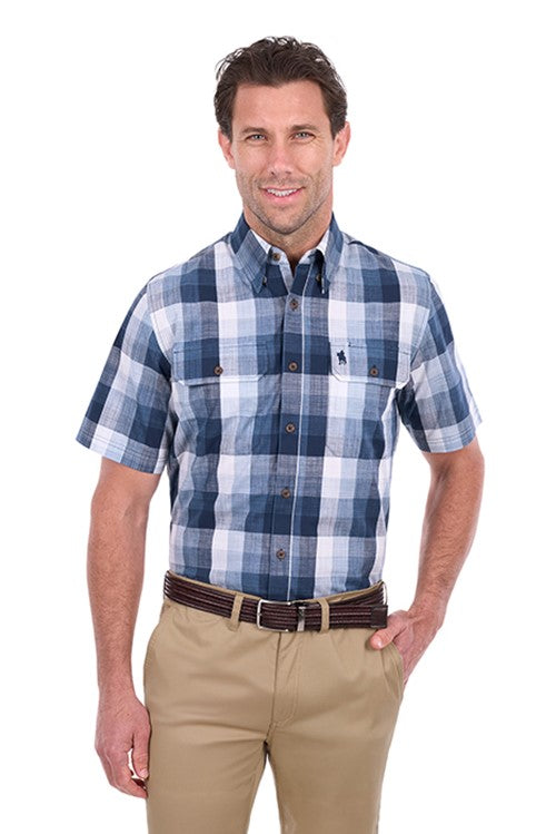T6S1110042 Mens Oscar 2 Pocket Short Sleeve Shirt | Navy