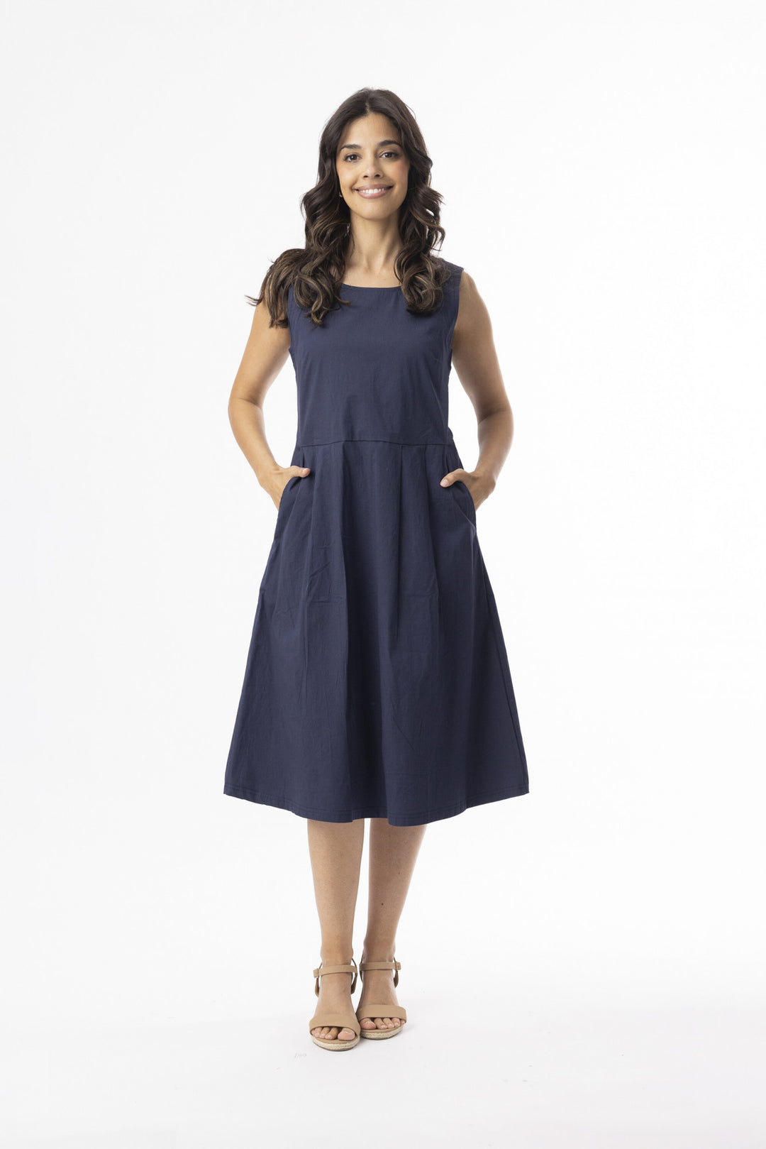 51911 Bangalene Dress Sleeveless pleated | Navy