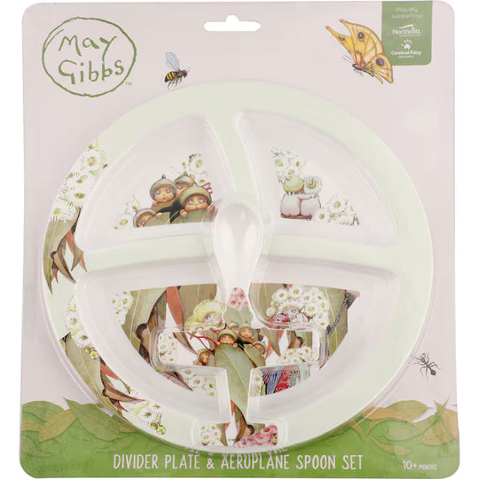 May Gibbs Divider Plate & Spoon Set + Travel Cutlery Set