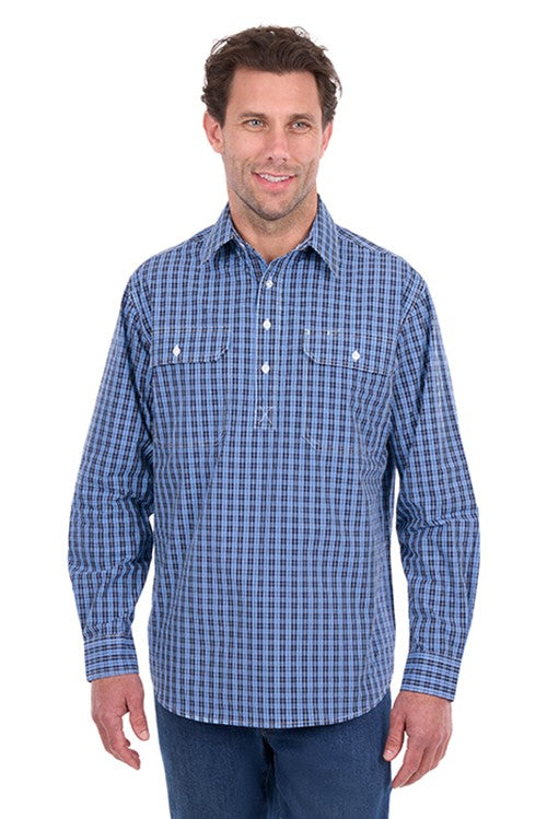 H6S1126187 MENS WYATT 1/2 PLKT LS SHIRT | Blue