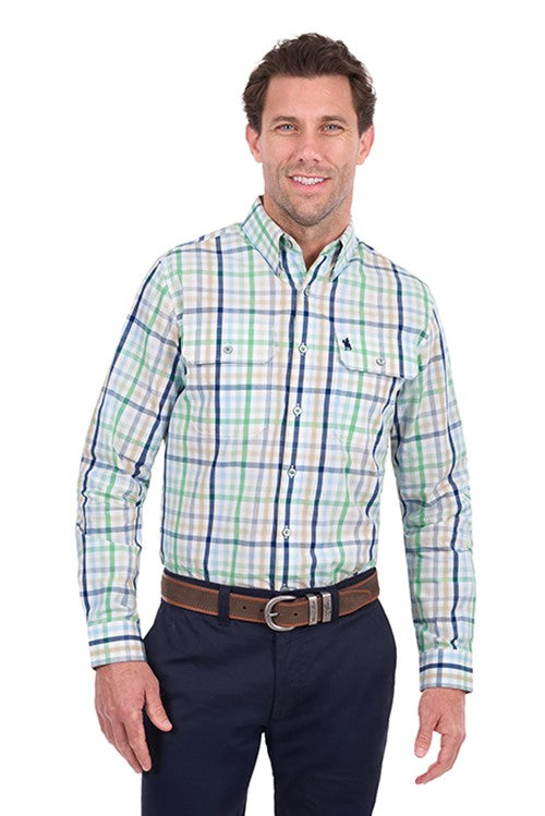 T6S1115029 Mens Louie 2Pkt SLong Sleeve Shirt | Greem/Muti
