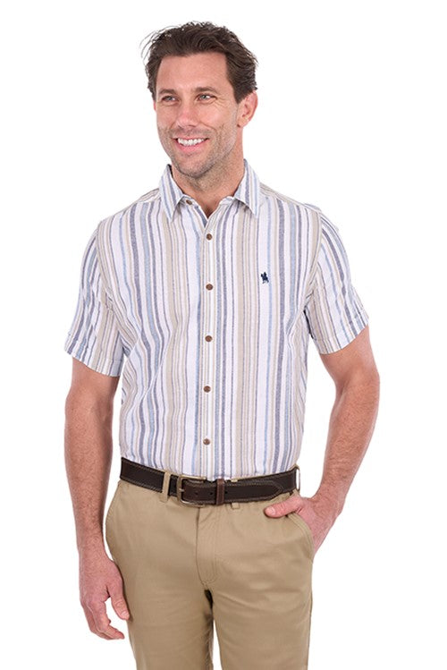 T6S1121025 Mens Max SS Shirt | Navy/Tan