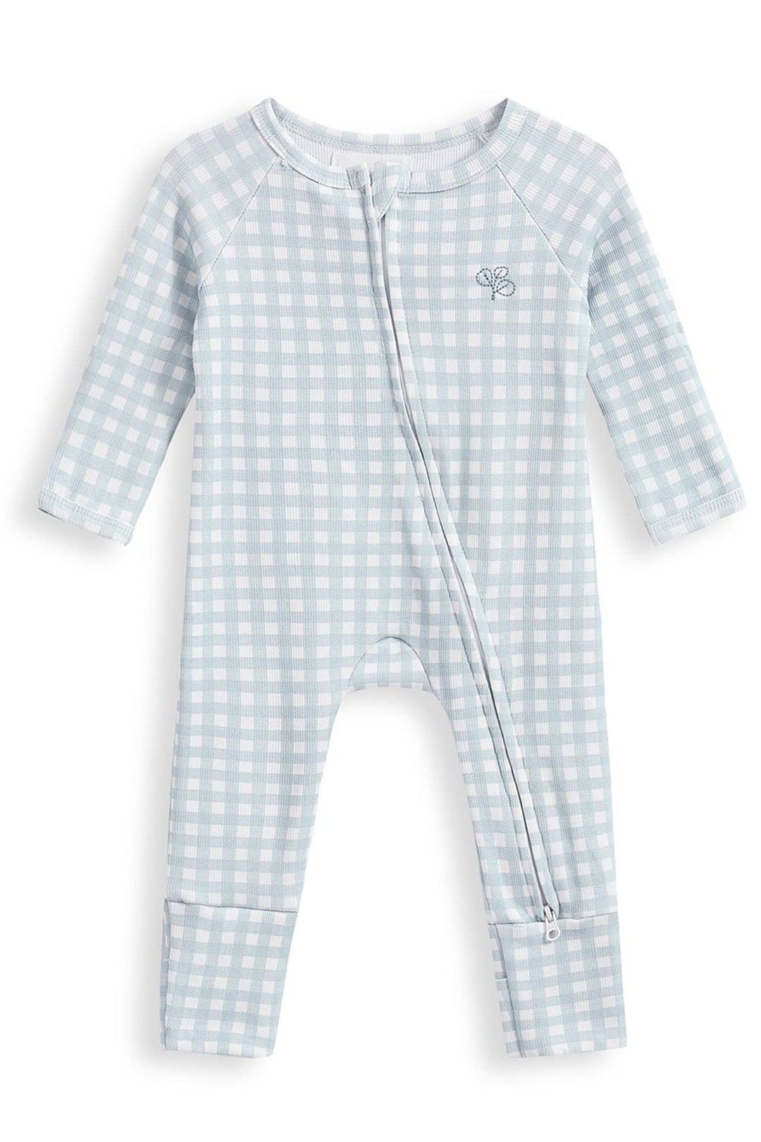 Growsuit Light Blue Gingham Rib: 0 (6-12m)