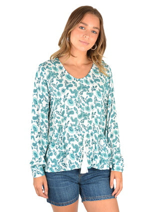 X2S2597894 Women's  Shila Blouse | White / Aqua