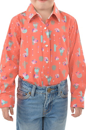 P3W5102709 Girls Pricilla LS Shirt | Faded Rose/Multi