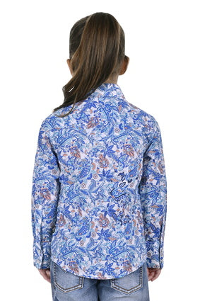 P3S5571785 Girls Frances L/S Shirt | Blue / Coral