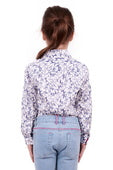 T3S5110115 Girls Willow LS Shirt | White/Blue