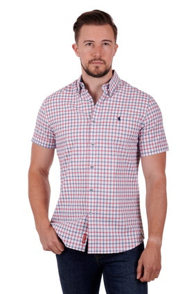 T3S1121049 Nelson Tailored Short Sleeve Shirt | Navy / Red