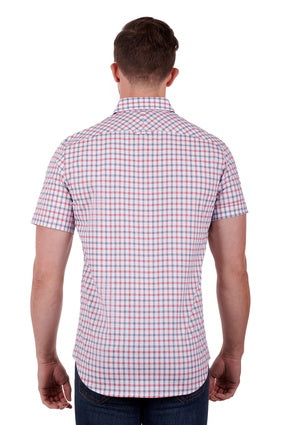 T3S1121049 Nelson Tailored Short Sleeve Shirt | Navy / Red