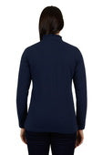 T4W2507133 Wmns Frill Neck LS Polo | Navy