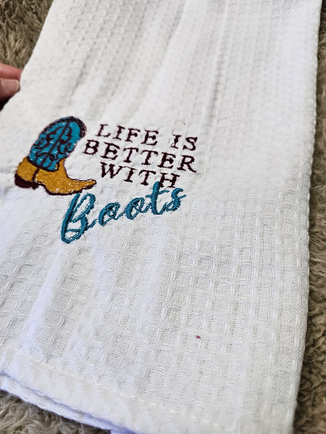 1431739 Tea Towel | Life is Better with Boots