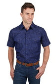 P4S1102956 MEN’S DREW PRINT WESTERN SHORT SLEEVE SHIRT|Denim