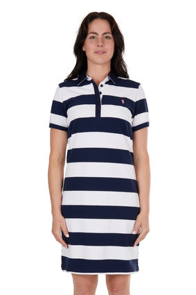 T4S2411064 Wmns Beth SS Polo Dress | Navy/ White