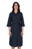 T4S2412093 Women's Halena Linen Shirt Dress | Navy