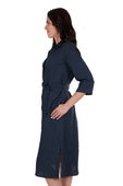 T4S2412093 Women's Halena Linen Shirt Dress | Navy