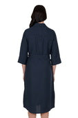 T4S2412093 Women's Halena Linen Shirt Dress | Navy