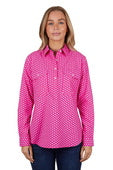 H4S2101045 Women's Kelly Half Placket Long Sleeve Shirt | Pink