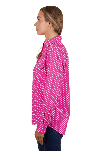 H4S2101045 Women's Kelly Half Placket Long Sleeve Shirt | Pink