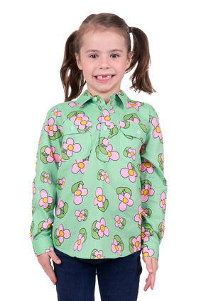 H4S101056 Kids Candy 1/2 Placket LS Shirt | Green