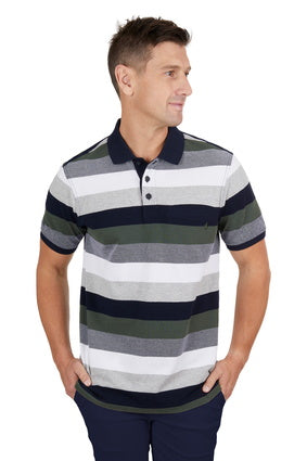 T4S1509023 Men’s Zak 1-Pocket Short Sleeve Polo DARK GREEN/NAVY