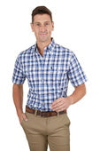 T4S1110039 Men’s Luke Check 2-Pocket Short Sleeve Shirt | Navy / Blue