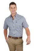 T4S1113040 Men’s Kirk Check 1-Pocket Short Sleeve Shirt | Navy / Green