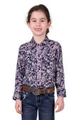 P5W5127050 Girl’s Hannah Print Western Long Sleeve Shirt | Navy