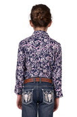 P5W5127050 Girl’s Hannah Print Western Long Sleeve Shirt | Navy