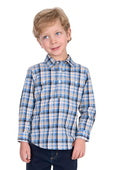 H5S7101185 Kids Gibson 1/2 Plkt LS Shirt | Blue/Tan