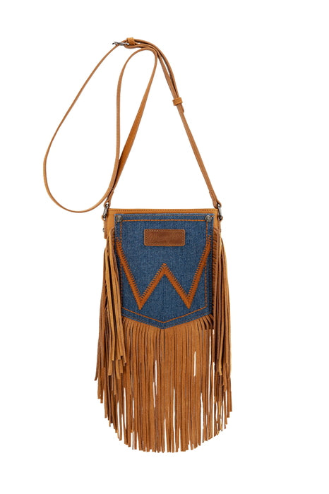 X6S4931BAG Denim Pocket Fringe Bag | Tan