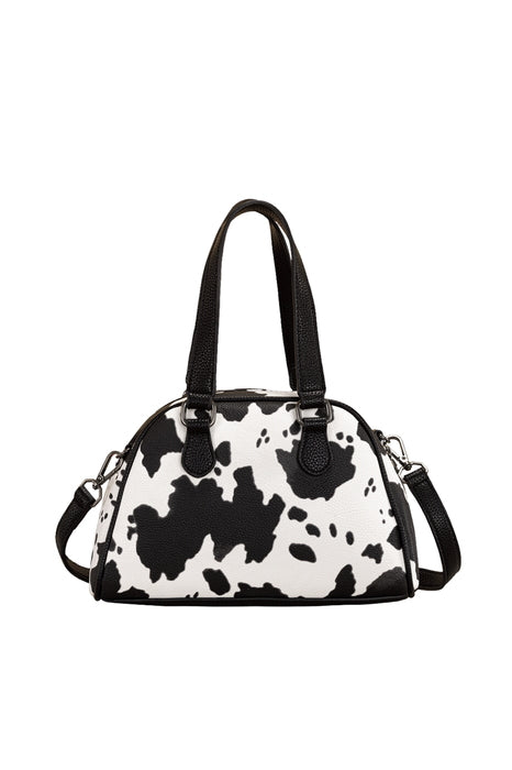 X6S4933BAG Cow Print Handbag | Black